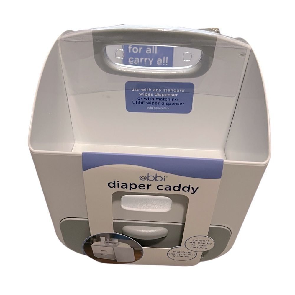 Ubbi Diaper Storage Caddy and Changing Mat, Grey, NEW